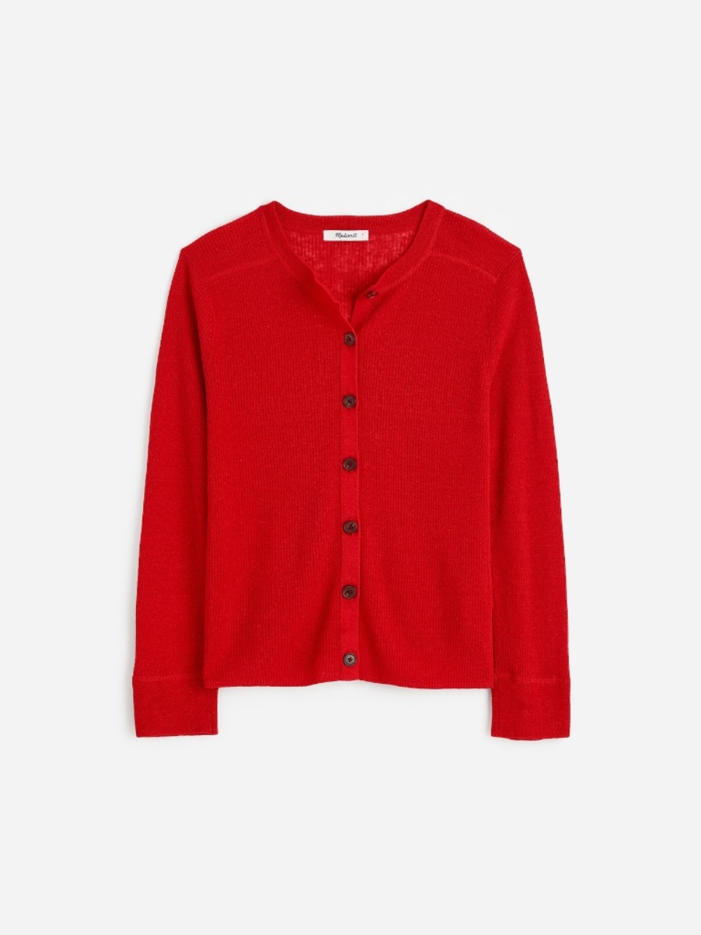 Madewell Linen-Blend Crewneck Cardigan Festival Red Size Small